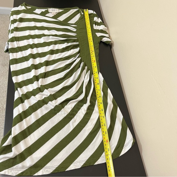Eci Ivory and Olive Striped Asymmetrical Top - Picture 9 of 10
